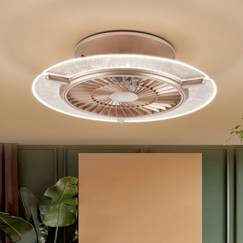 Éclairage de ventilateur de plafond en or / argent modernisme modernisme rond / hexagone semi-mmount pour le salon, 23,5 "de large