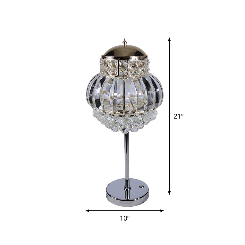 Stile moderno notturno a led cromata moderna chiara/champagne cristallo globo lampada da tavolo con manopola più dimmer