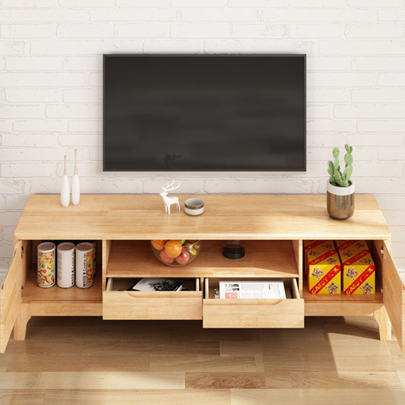 Scandinavian Open Shelf TV Console 2-Cabinet TV Stand with Soft Close Drawers