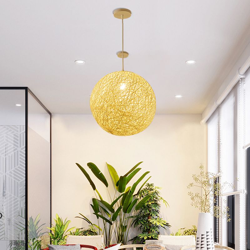 Rattan sfera appesa lampada a sospensione artistica 1 ciondolo per soggiorno per soggiorno
