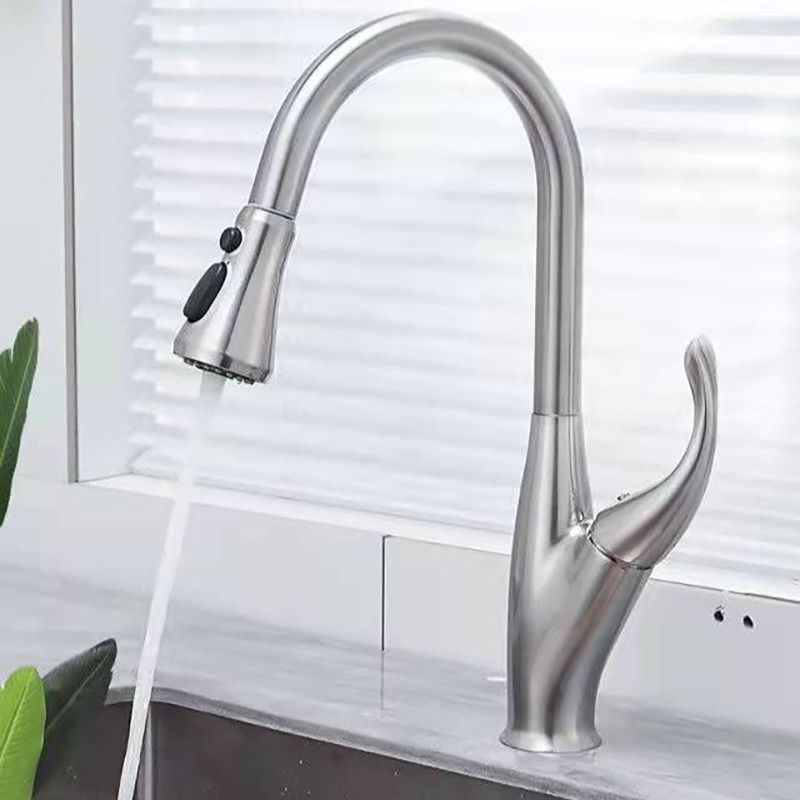 Modern 1-Handle Faucet Black/Silver Copper with Pull out Sprayer Faucet