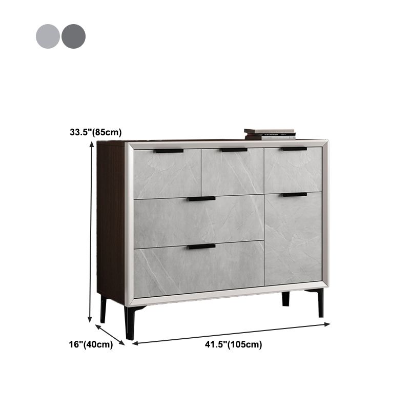 Modern Style Grey Storage Chest Horizontal Wooden Storage Chest Dresser for Bedroom