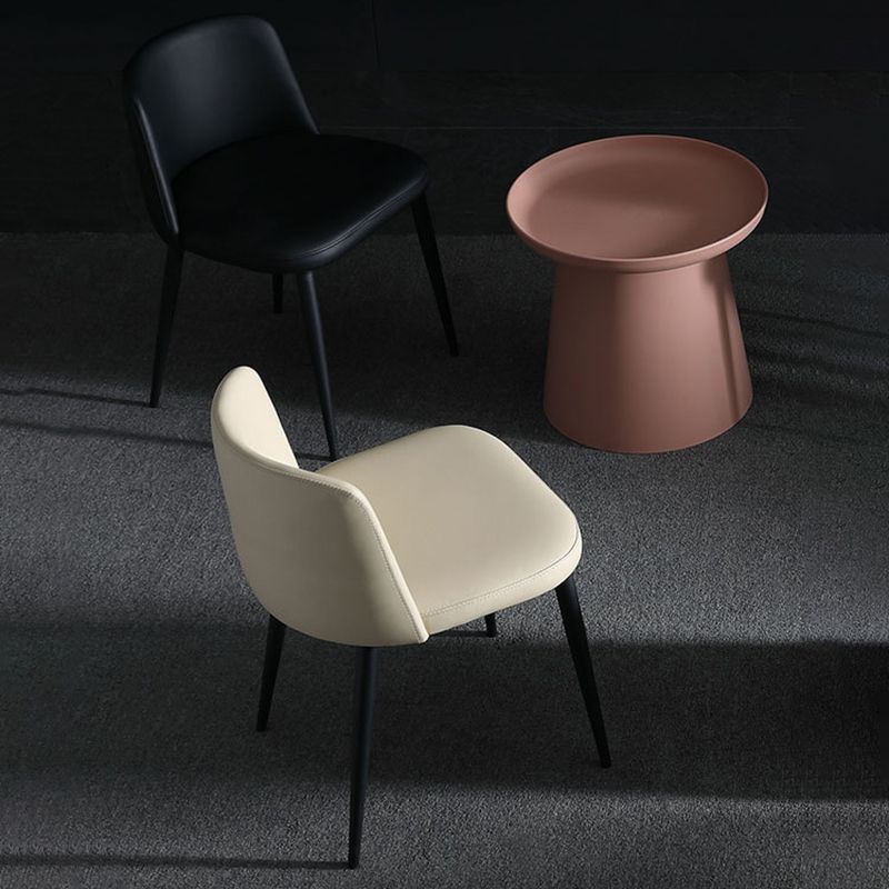 Modern Style Metal Parsons Chair Upholstered Side Chair with Black Legs