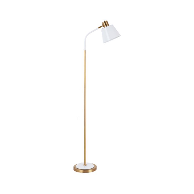 Conic Rotatable Reading Floor Light Nordic Metal 1 Bulb Living Room Floor Lamp in Black/White and Brass