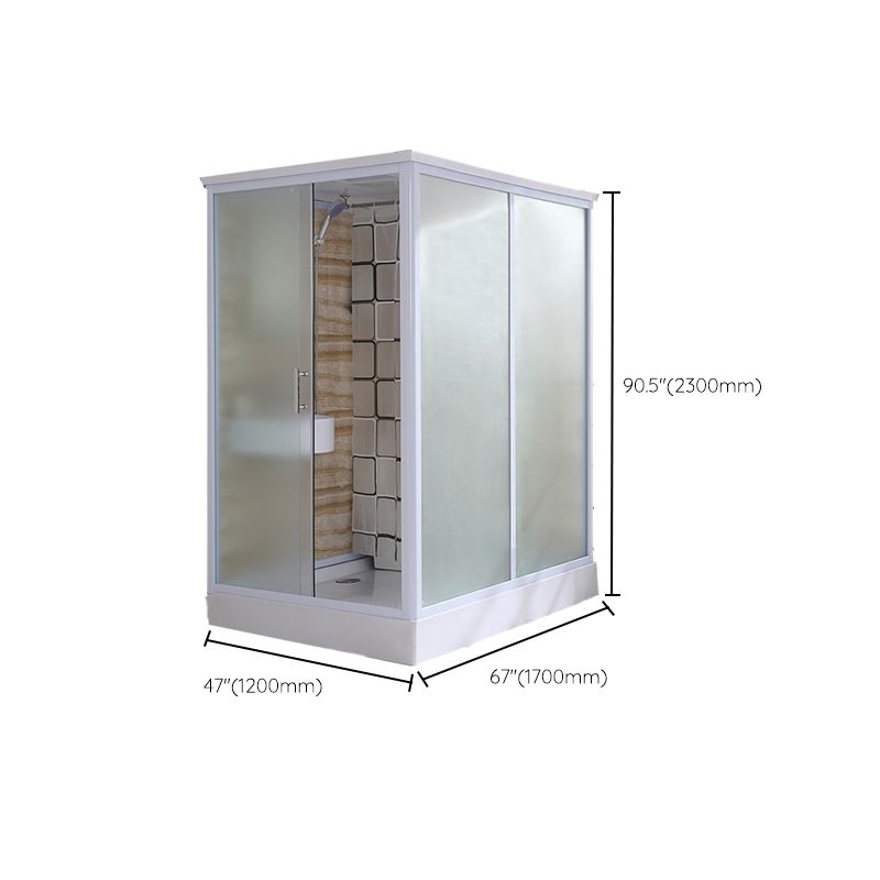 Contemporary Shower Stall Frosted Tempered Glass Rectangle Shower Stall with Ceiling