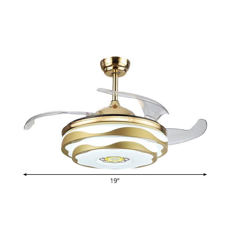 Acryl Petal Semi Flush Mount Contemporary 19 "brede LED hanger ventilatorlamp armatuur in goud, 4 messen