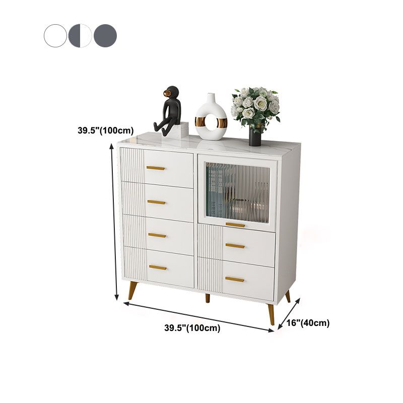 Modern Slate Top Combo Dresser Wooden Storage Chest Dresser in White / Grey