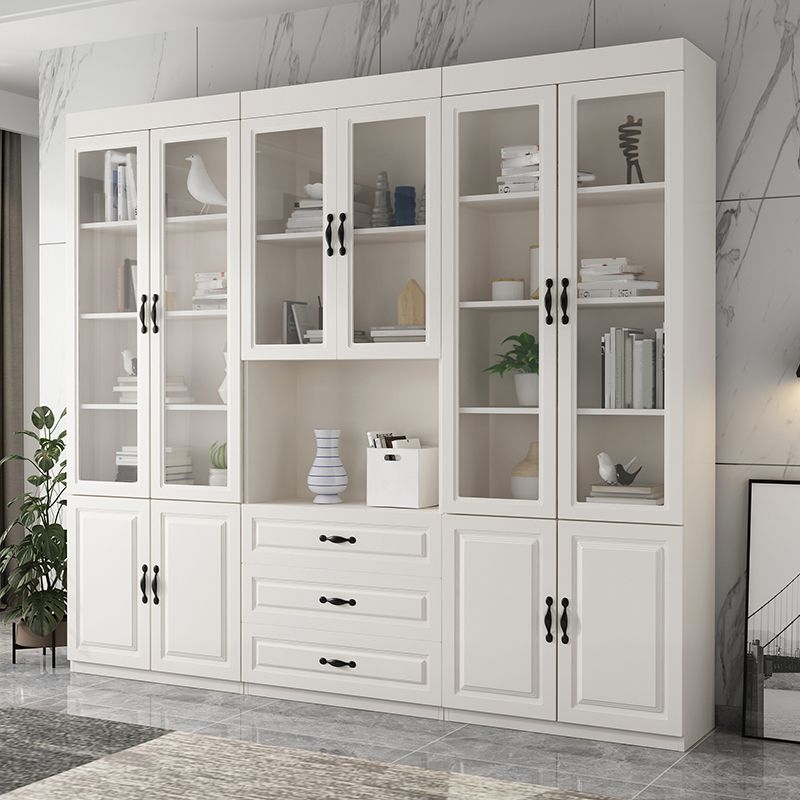 Modern Style Closed Back Bookshelf Solid Wood Bookcase with Cabinets