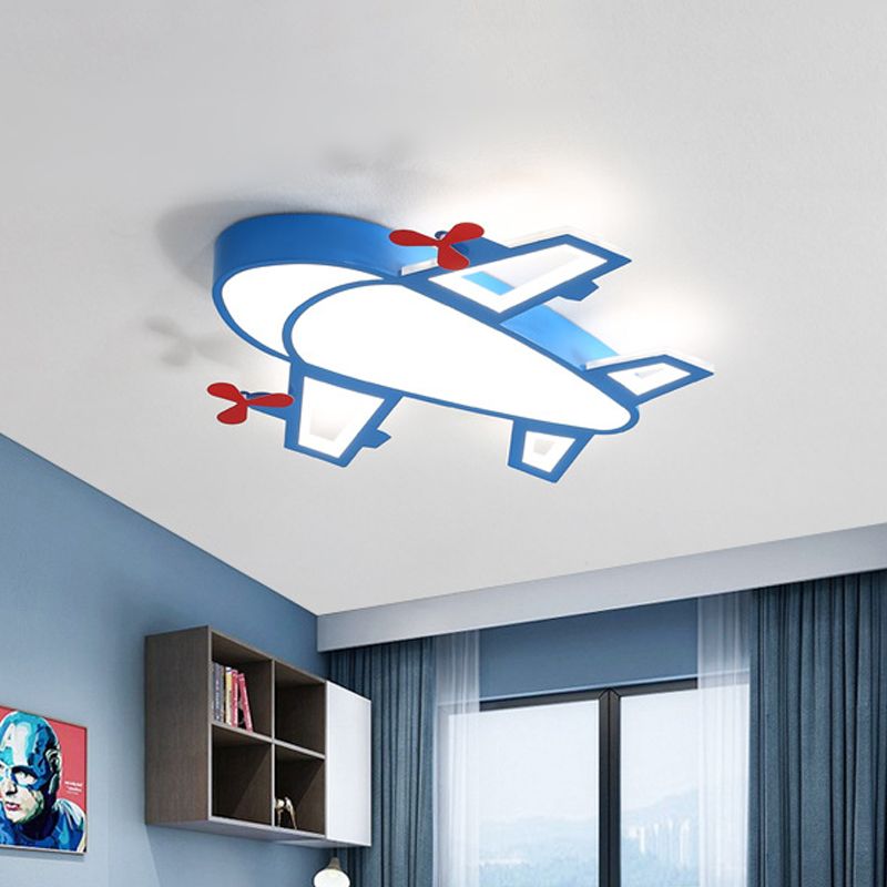 Acrylic Plane Flush Mount Recessed Lighting Cartoon Style LED Blue Ceiling Lamp in White/3 Color Light