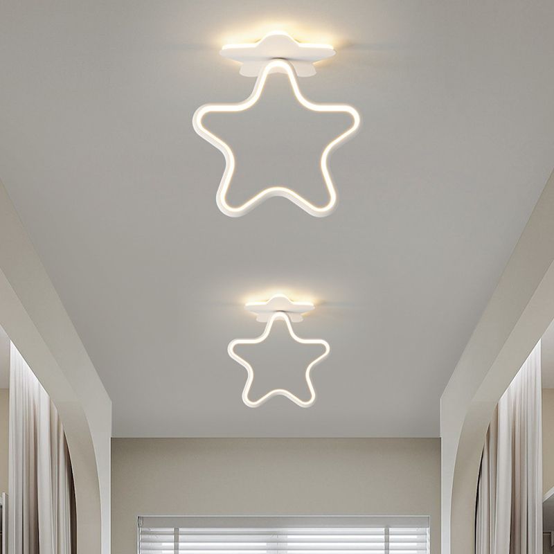 Contemporary White Ceiling Light LED Flush Mount Lighting for Living Room