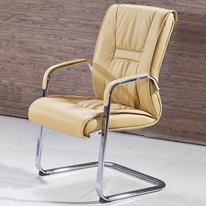 Modern Desk Chair Leather Computer Chair High-Back Chair No Wheels