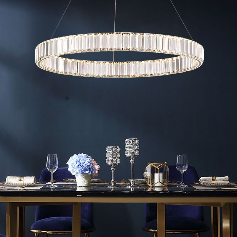 Éclairage d'éclairage de lustre en cercle LED MINIMALM LED CRISTAL PENDANT ÉCLAIRAGE