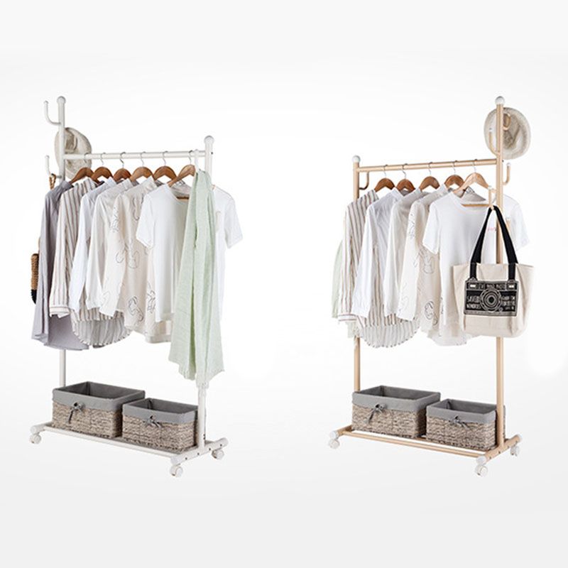 Contemporary Metal Coat Hanger Standing Storage Shelving Coat Rack with Coat Hooks