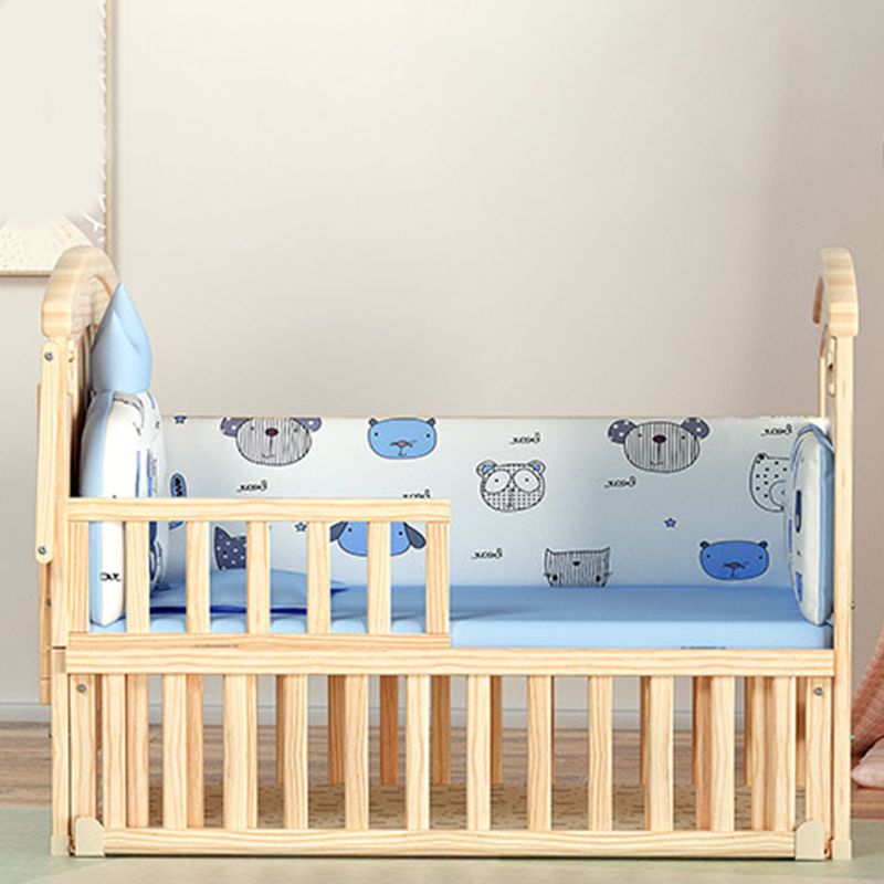 Convertible Modern Baby Crib Pine Arched Crib Nursery Bed with Storage