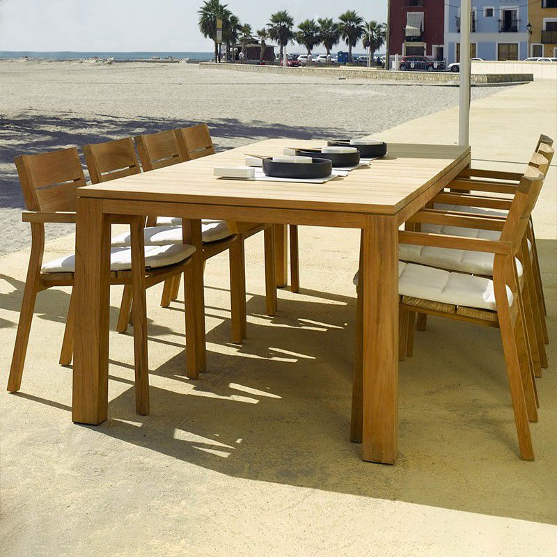 Contemporary Style Top Patio Table Rectangle Solid Wood Patio Table