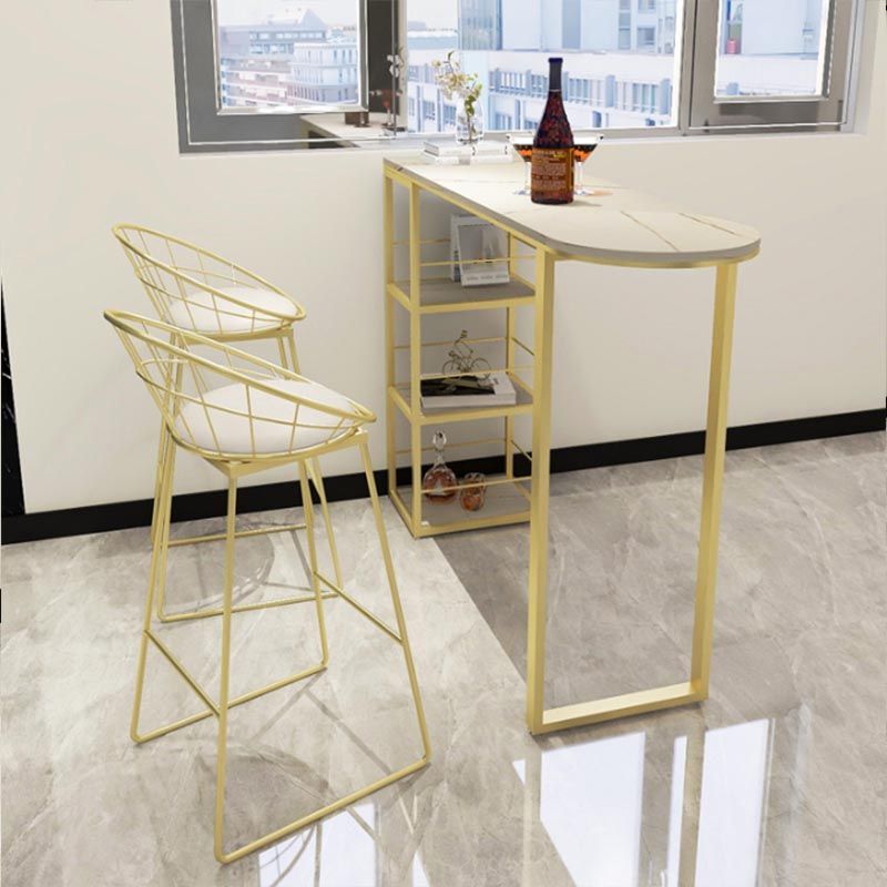 White and Gold Bistro Accent Dining Table Contemporary Indoor Bar Table