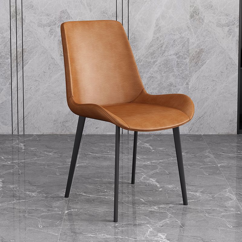 Coffee Shop Solid Back Glam Side Chair Matte Finish Faux Leather Dining Chairs