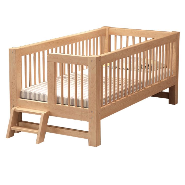 Scandinavian Solid Wood Baby Crib Toddler Guard Rails Included Nursery Bed