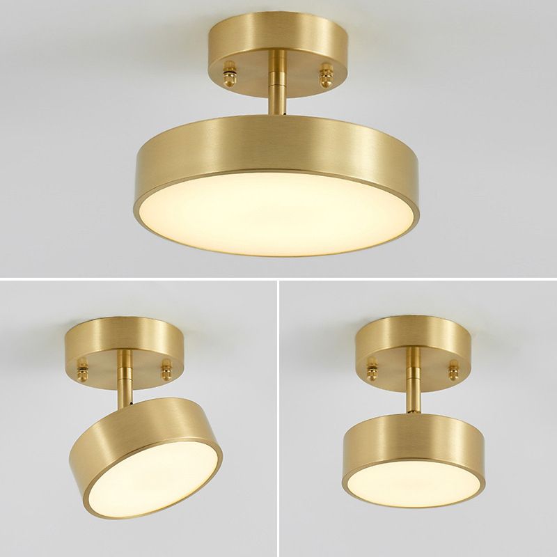 Modern Semi Flush Light Round Ceiling Lighting with Metal for Hallway