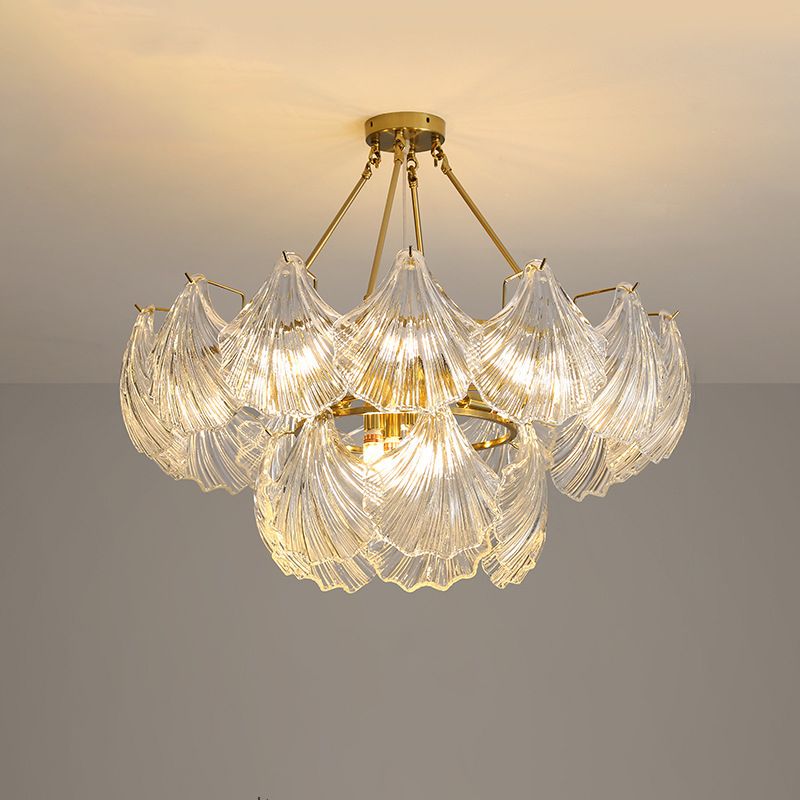 Postmodern Chandelier Light Fixture Metal Glass Shell Decorative Chandelier for Hotel