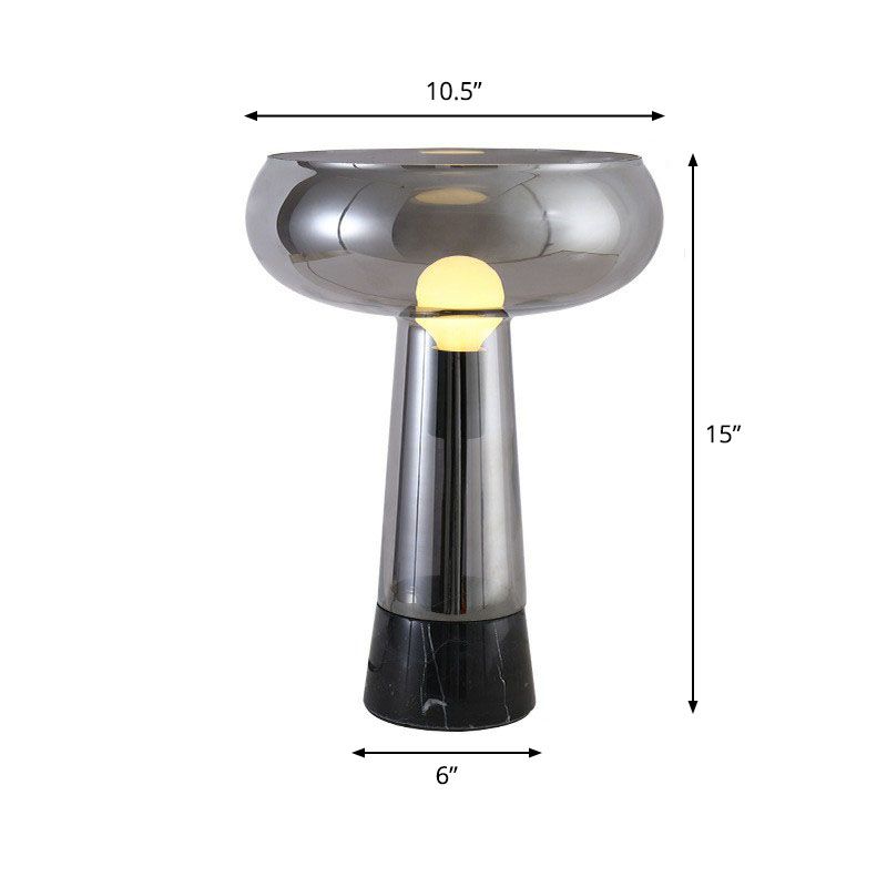 Torch Shaped Bedside Table Light Glass 1-Light Art Deco Night Stand Lamp with Open Top