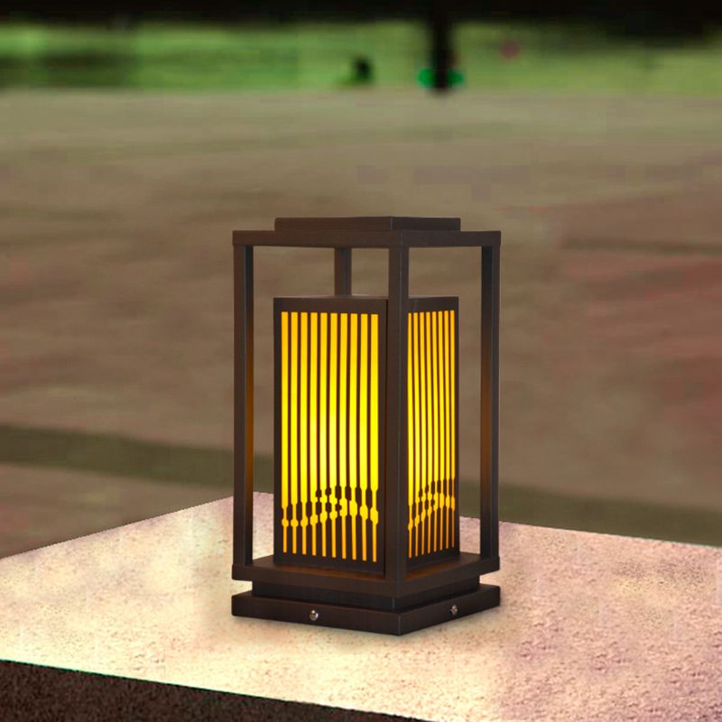 Modern Simple Outdoor Light Rectangle Shape Solar Energy Pillar Lamp for Courtyard