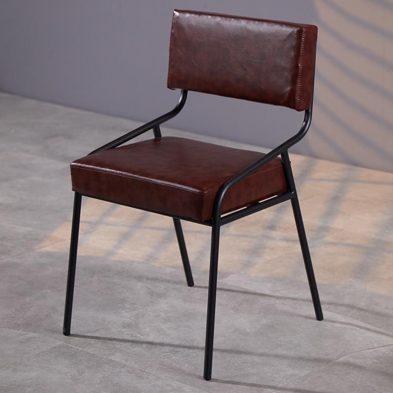 Upholstered Open Back Side Chair Industrial Leather Dining Chair