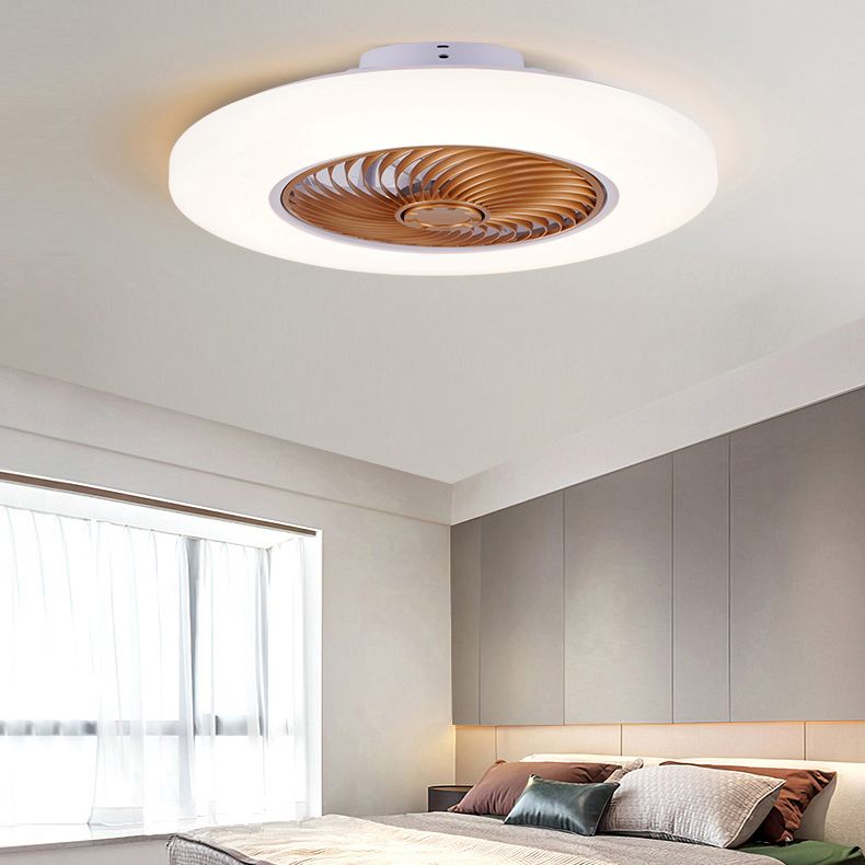 Luz de ventilador de techo LED blanco acrílico en montura de lavado de hierro de estilo conciso moderno para dormitorio