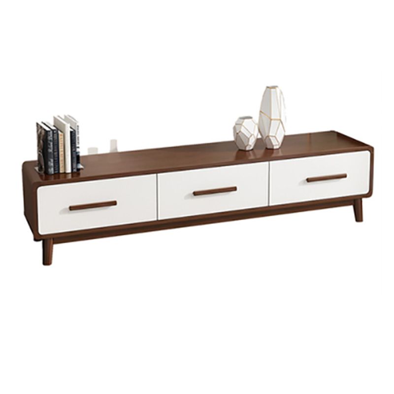 Contemporary Enclosed Storage TV Console Solid Wood TV Stand with 3 Drawers