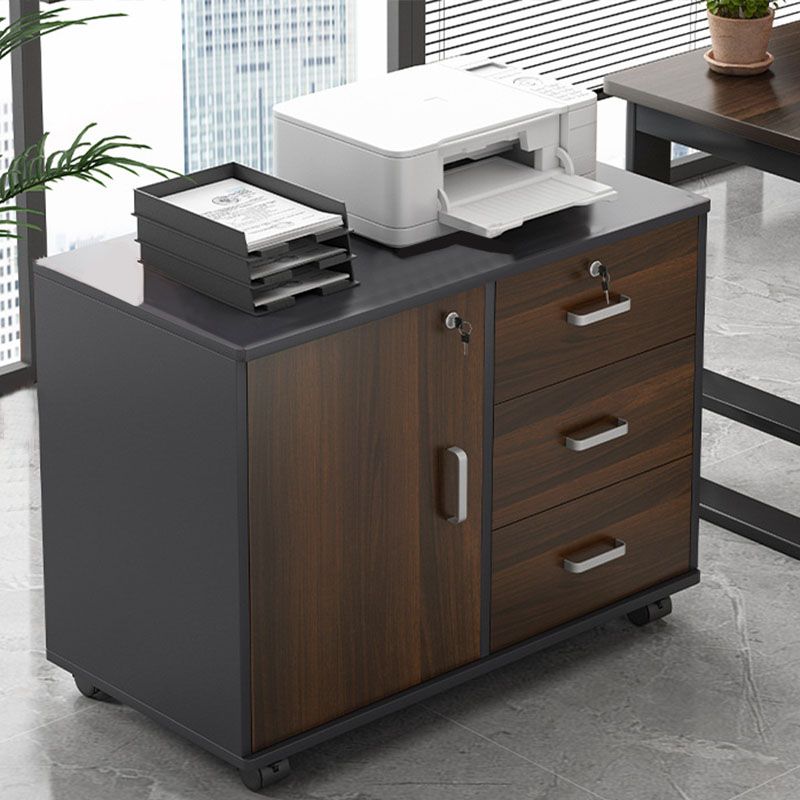 Modern File Cabinet Wood Lock Storage Filing Cabinet with Wheels