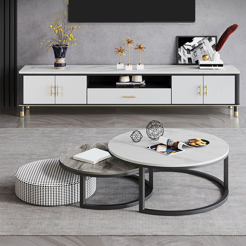 Contemporary TV Media Stand Stone Media Console for Living Room