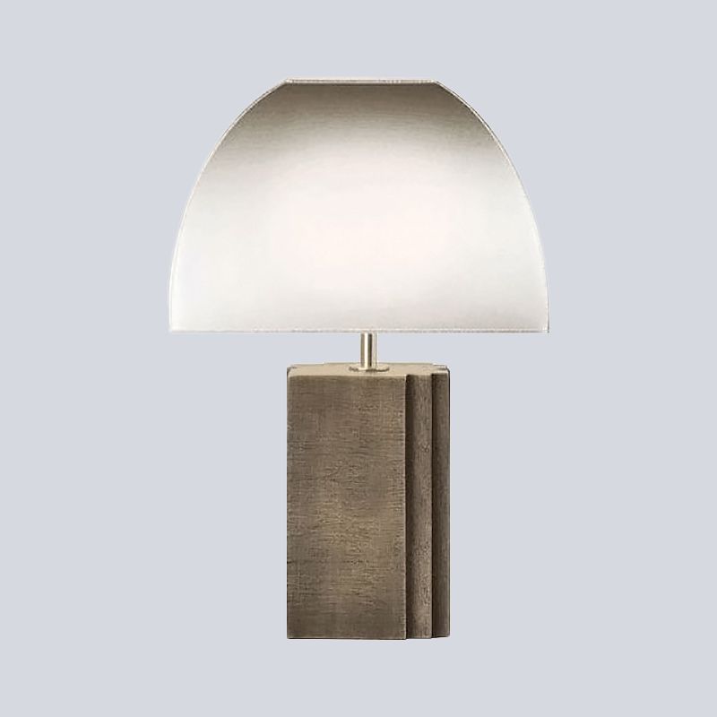 Grey Curvy Task Lamp Modern 1 Head Fabric Desk Light with Rectangular Resin Base