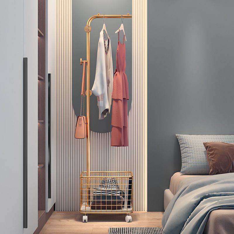 Contemporary Bedroom Coat Rack Metal Hook Coat Rack with Storage