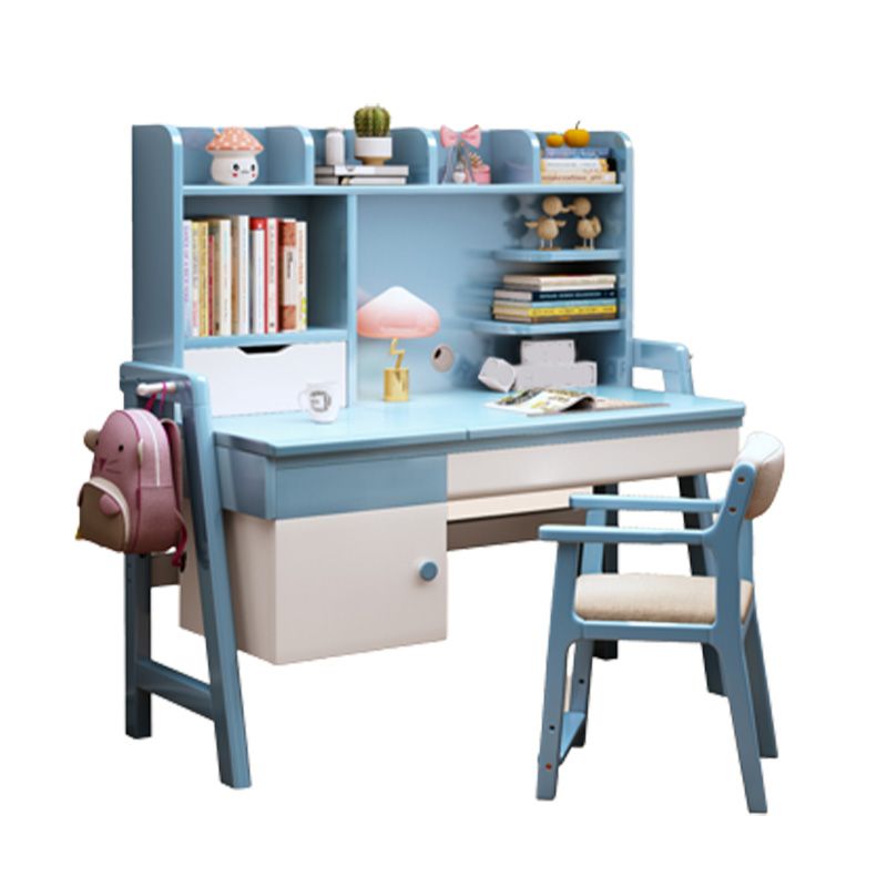 Solid Wood Kids Desk with Drawer Adjustable Writing Desk 23.6"W