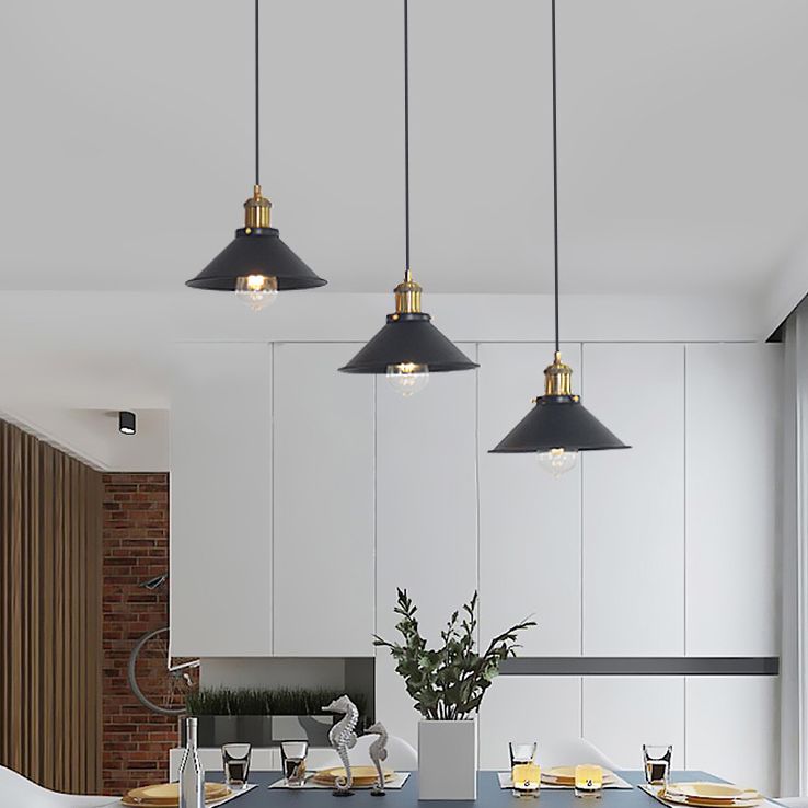 Industrial Conical Pendant Lighting Fixture Metal Suspension Light for Dining Room