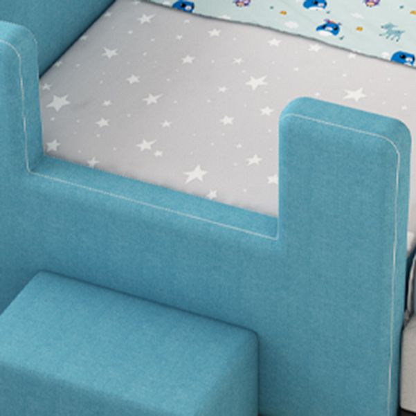 Modern Nursery Crib Upholstered Wood with Guardrail Nursery Bed