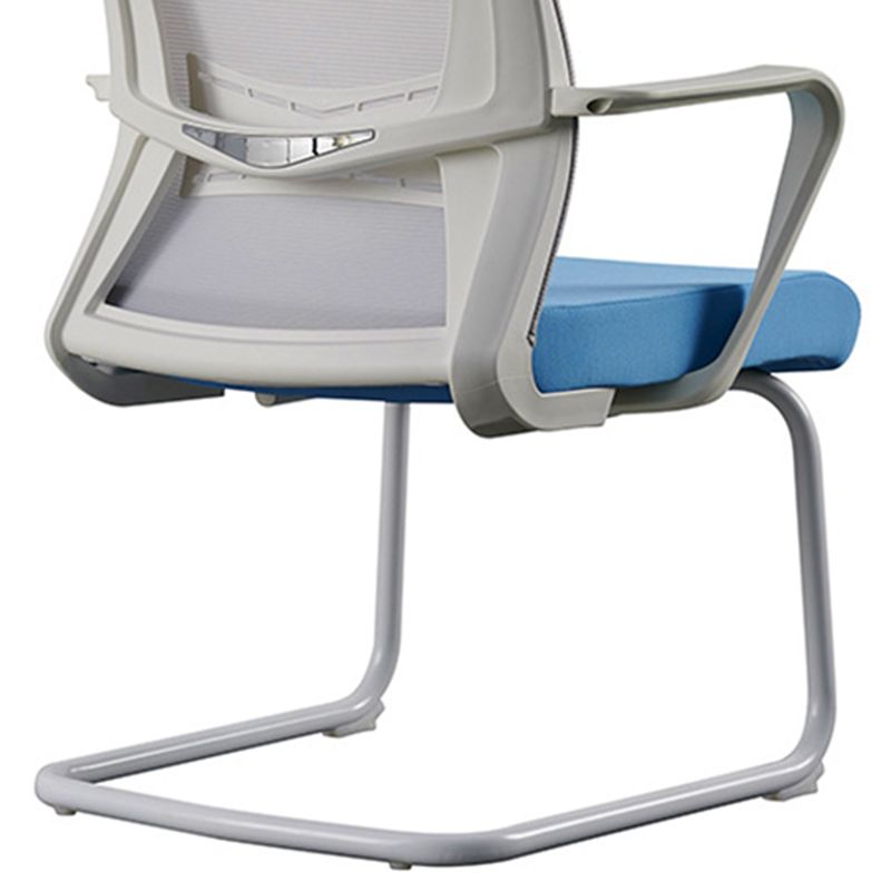 Modern White Frame Office Chair Mid-Back Mesh Chair with Armrest