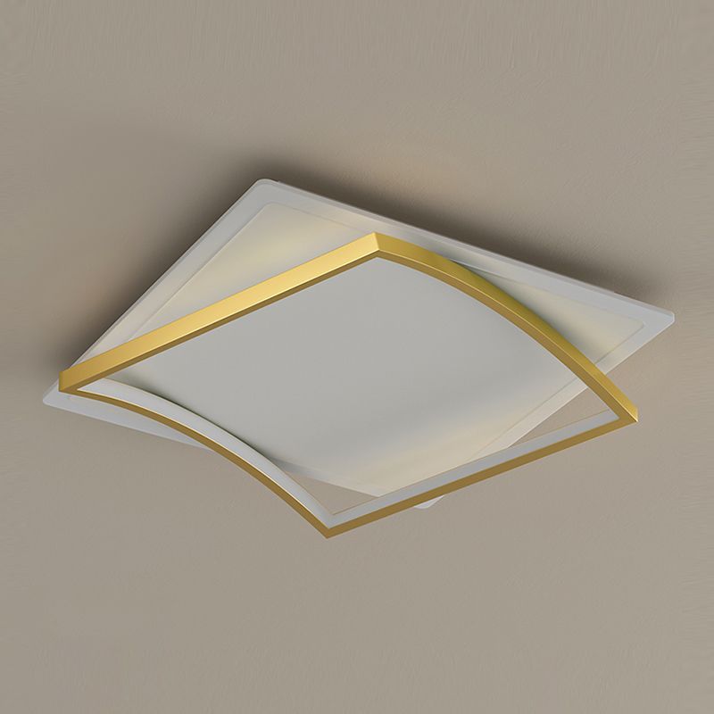 Metal Square Shape Flush Ceiling Light Modern Style 2 Lights Flush Mount Lighting