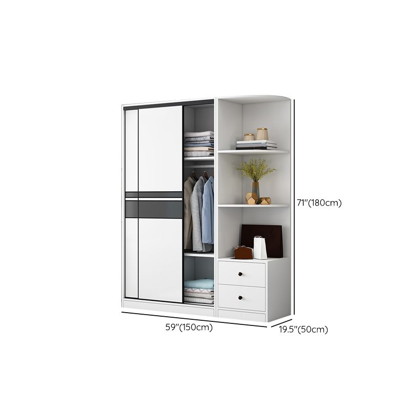 Manufactured Wood Kid's Wardrobe Modern Style Shelved Wardrobe Closet