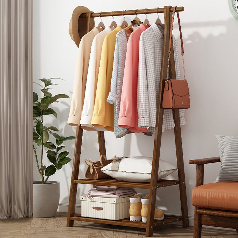 Solid Wooden Coat Rack Shelf Storage and Hanging Rail Coat Hanger