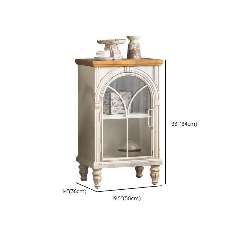 Traditional Display Stand Solid Wood Glass Doors Hutch Cabinet for Bedroom