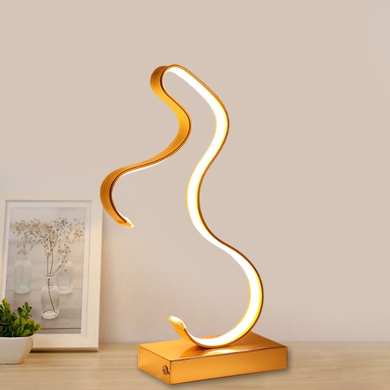 Black/Gold Horsey Shape Table Light Modern LED Metal Task Lighting with Rectangle Pedestal