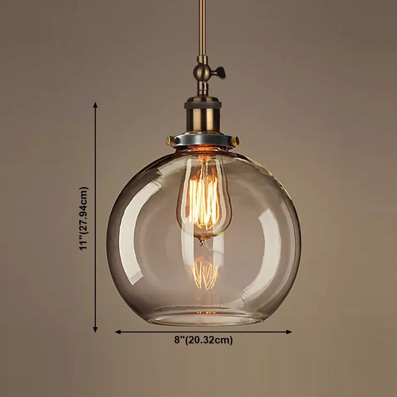 1-Light Geometric Pendant Lights Industrial Hanging Light with Glass Shade