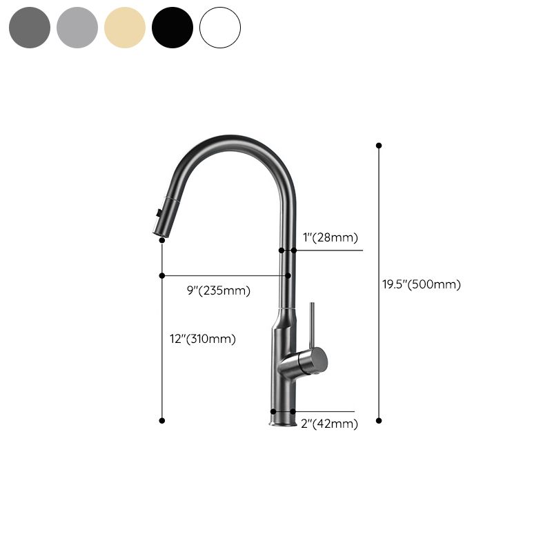 Modern Kitchen Faucet Stainless Steel 1-Handle High Arc Retractable Kitchen Faucet