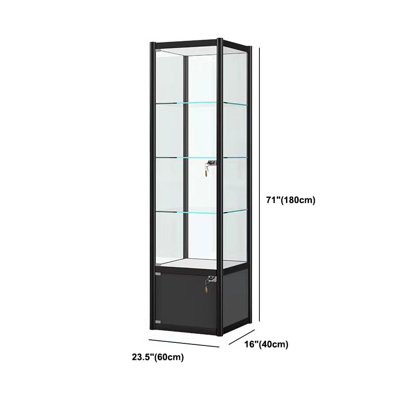 Modern Black China Cabinet Metal Curio Cabinet with Glass Shelves