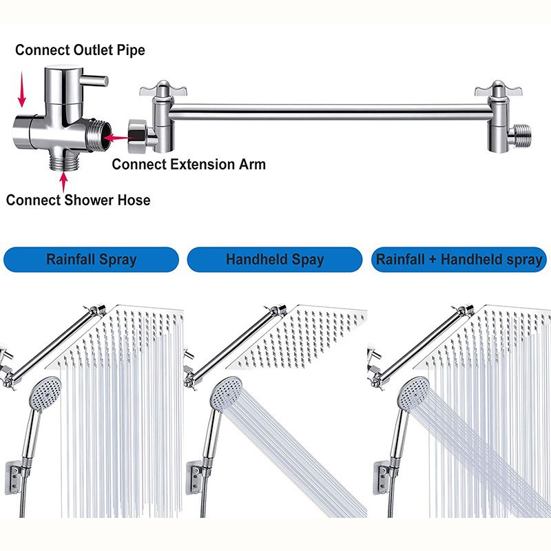 Square Shape Dual Shower Heads Modern Home Metal Dual Shower Heads