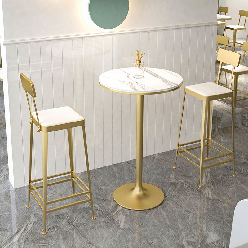 Stone Bar Dining Table Modern Round Bar Table with Pedestal Base for Dining Room