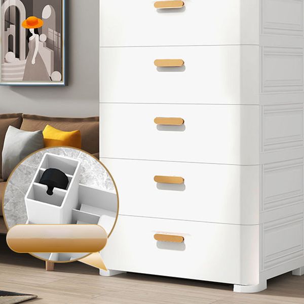 Modern Vertical Kids Nightstand 5 Drawers Plastic Nursery Dresser for Room