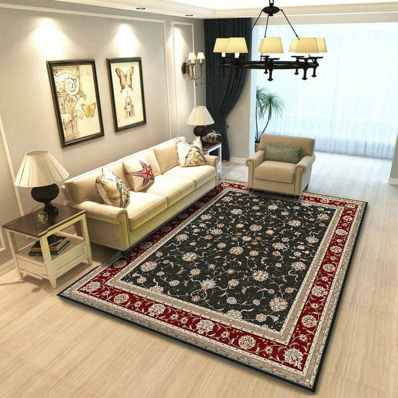 Gorgeous Classical Indoor Rug Multi-Color Floral Design Area Carpet Polyester Non-Slip Backing Carpet for Home Decor