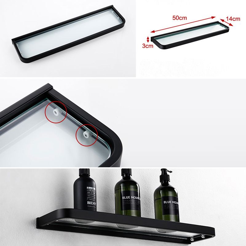 Contemporary Style Black Bathroom Accessory Set Metal Towel Bar